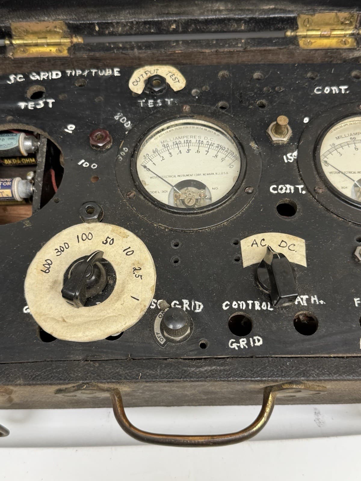 Vintage Home-Made Electronics Tester Western Electric 301 Ammeters 4