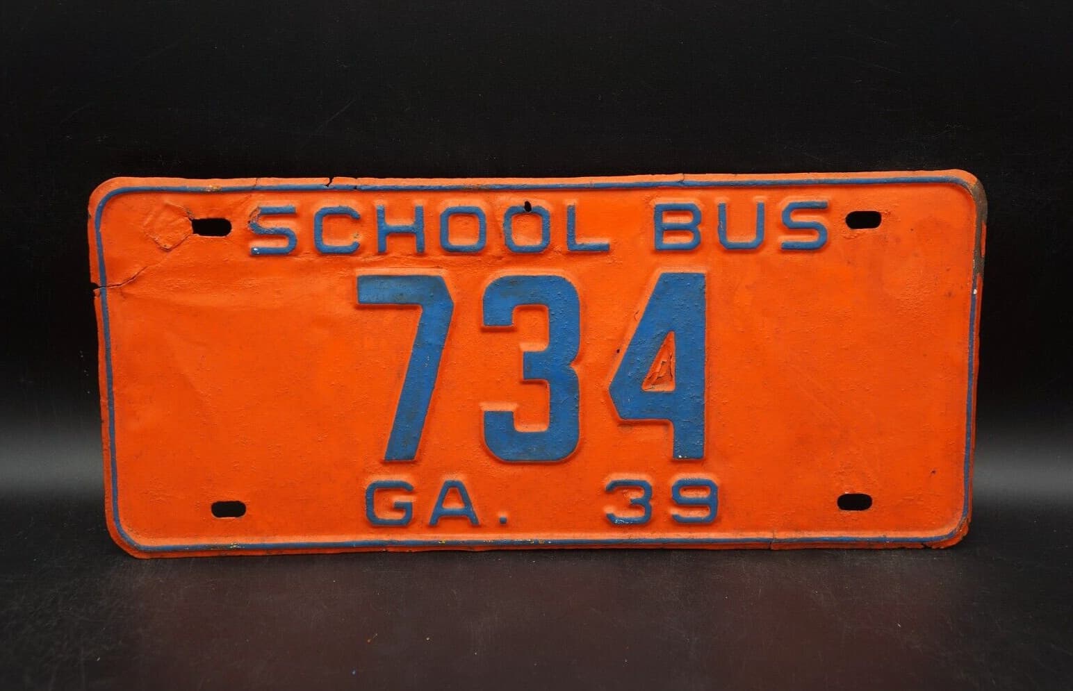 1939 Georgia SCHOOL BUS License Plate Low # 734 2
