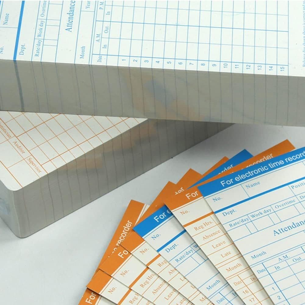 100-Piece Time Cards for Employees, Monthly Time Cards 2-Sided, 2-Color Timecard 4