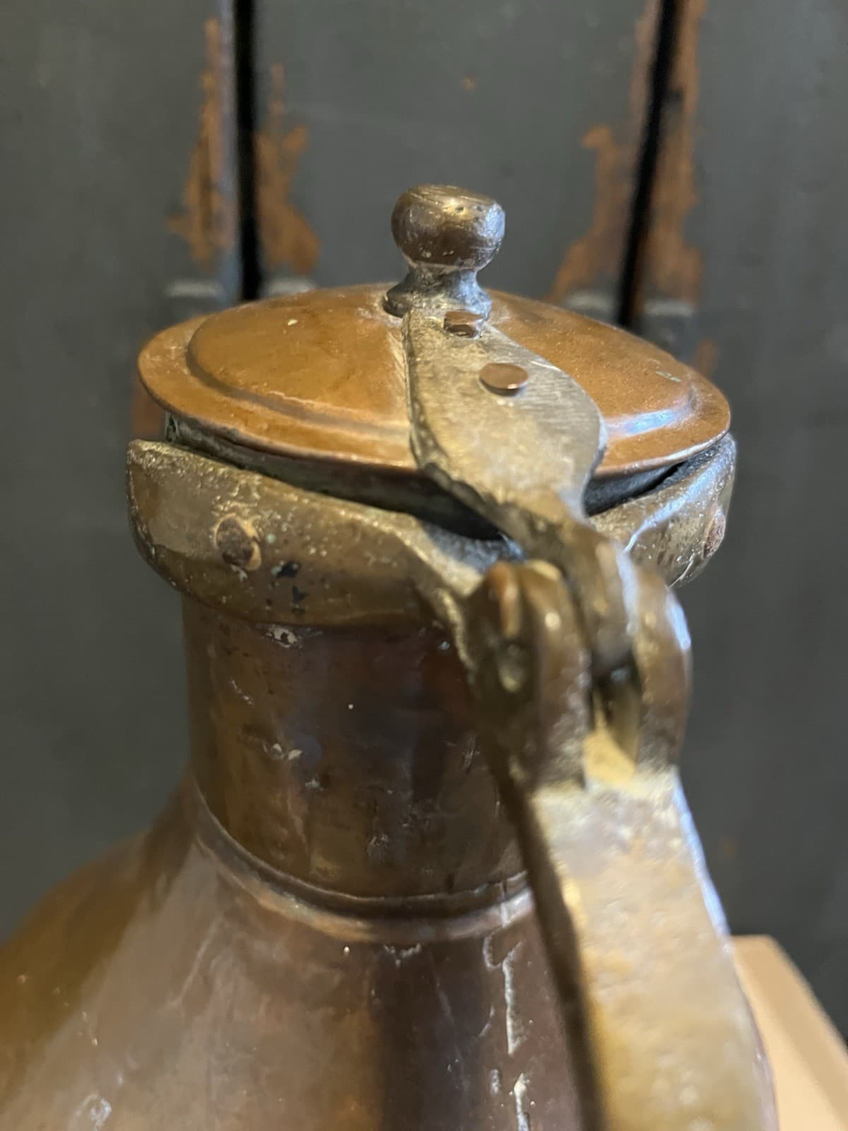 ANTIQUE Primitive 1800's Early Copper Large Water or Wine Pitcher 4