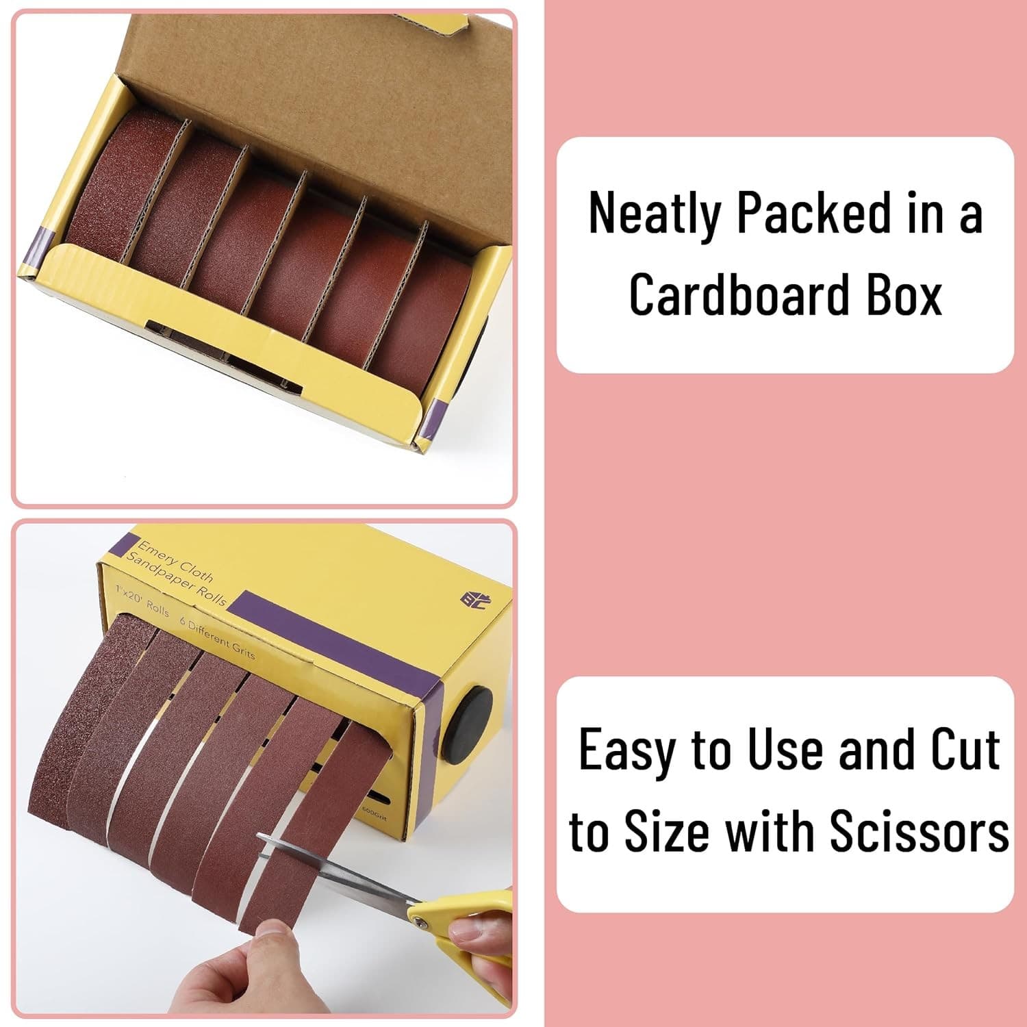 1" x 20 Ft Emery Cloth Roll 80/150/240/320/400/600 Grit Abrasive Sandpaper Roll 4