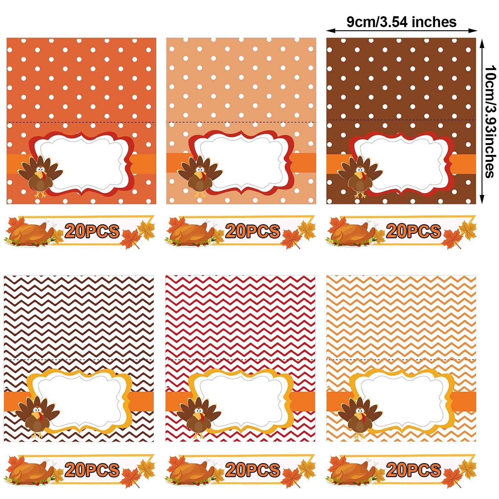 120 Pieces Thanksgiving Turkey Table Place Card Fall Buffet Table Name Place ... 3