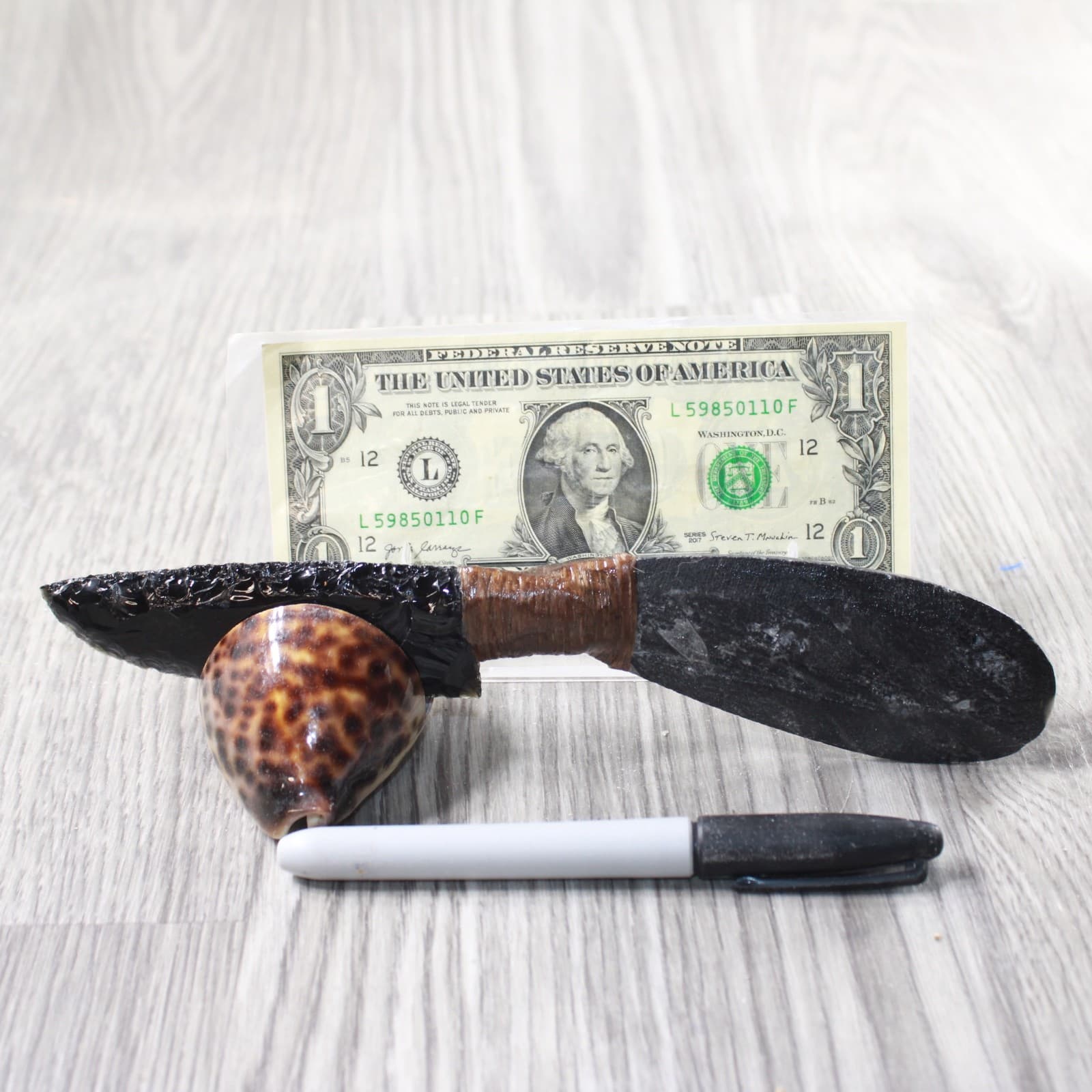 Orthoceras Fossil Handle Obsidian Blade Ornamental Knife #2257  Mountain Man Kni 4