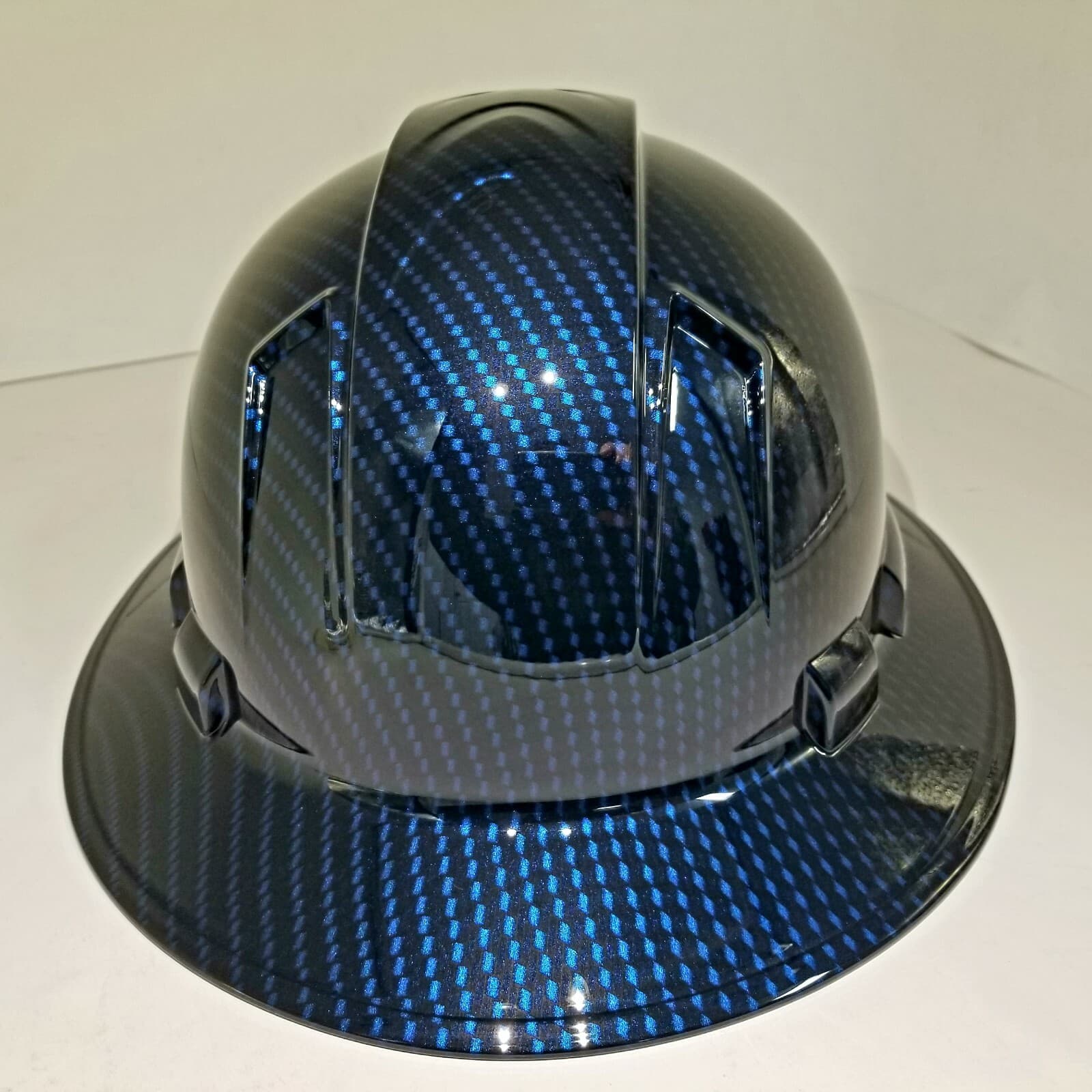 NEW FULL BRIM Hard Hat custom hydro dipped Deep blue candy carbon fiber sick  3