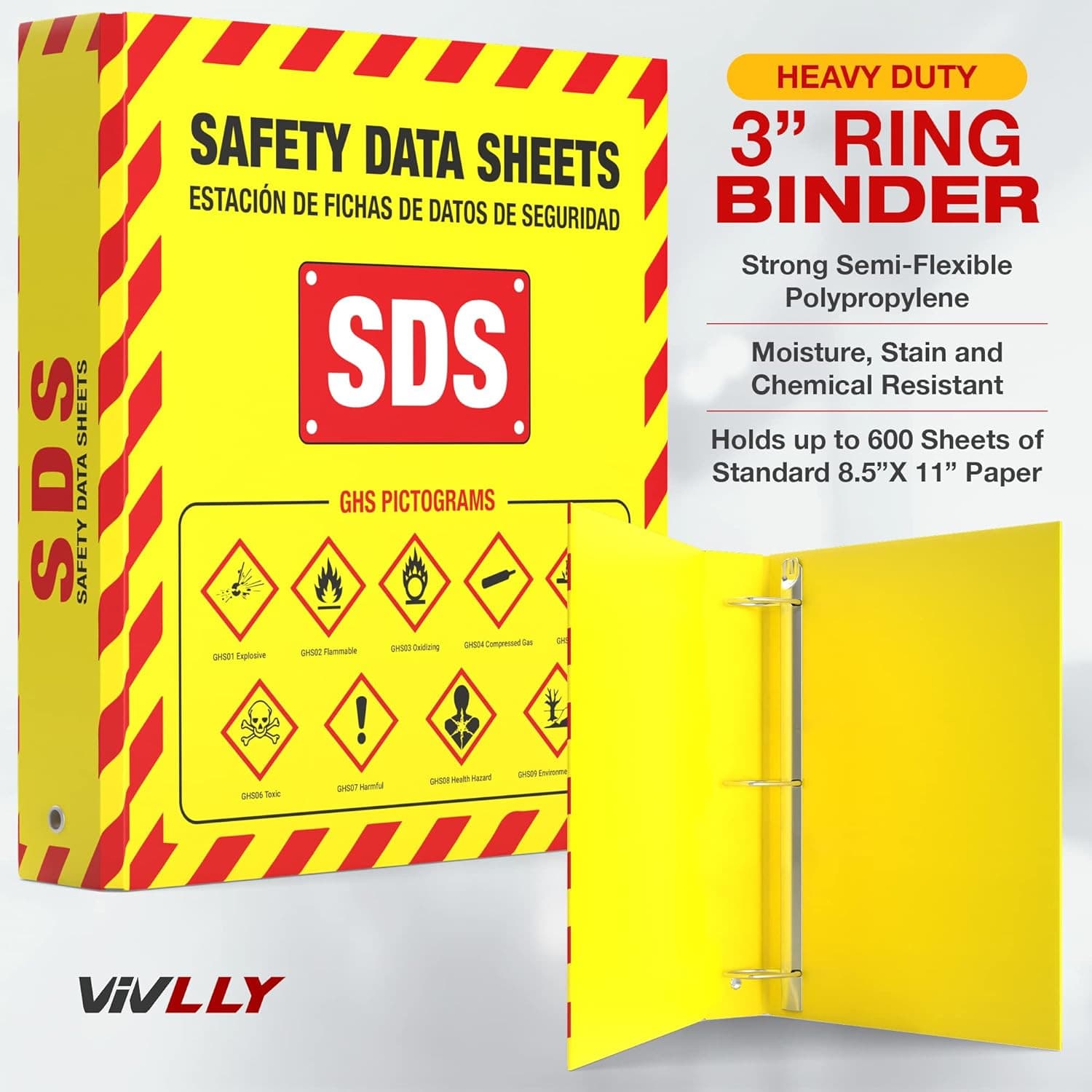 MSDS Wall Station - 3 Inch 3 Ring Material Safety Data Sheet Binder  2