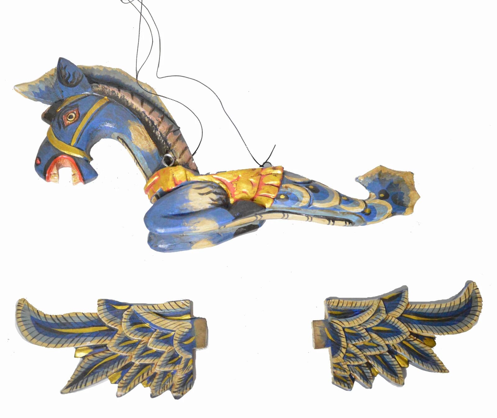 12" Authentic Traditional Style Hand Carved Wood Flying HORSE Farm Ranch Mobile 5