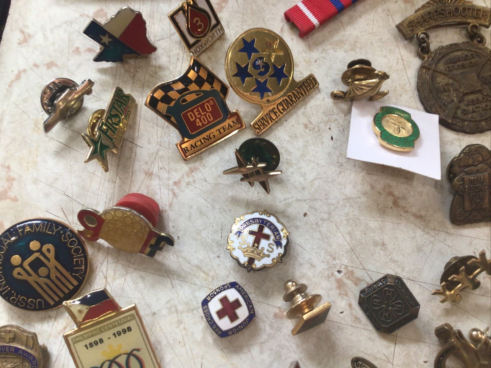 Mixed Lot Of 100 Pins, Metals Or tie Tacks- Different Genre- Military, States….. 4