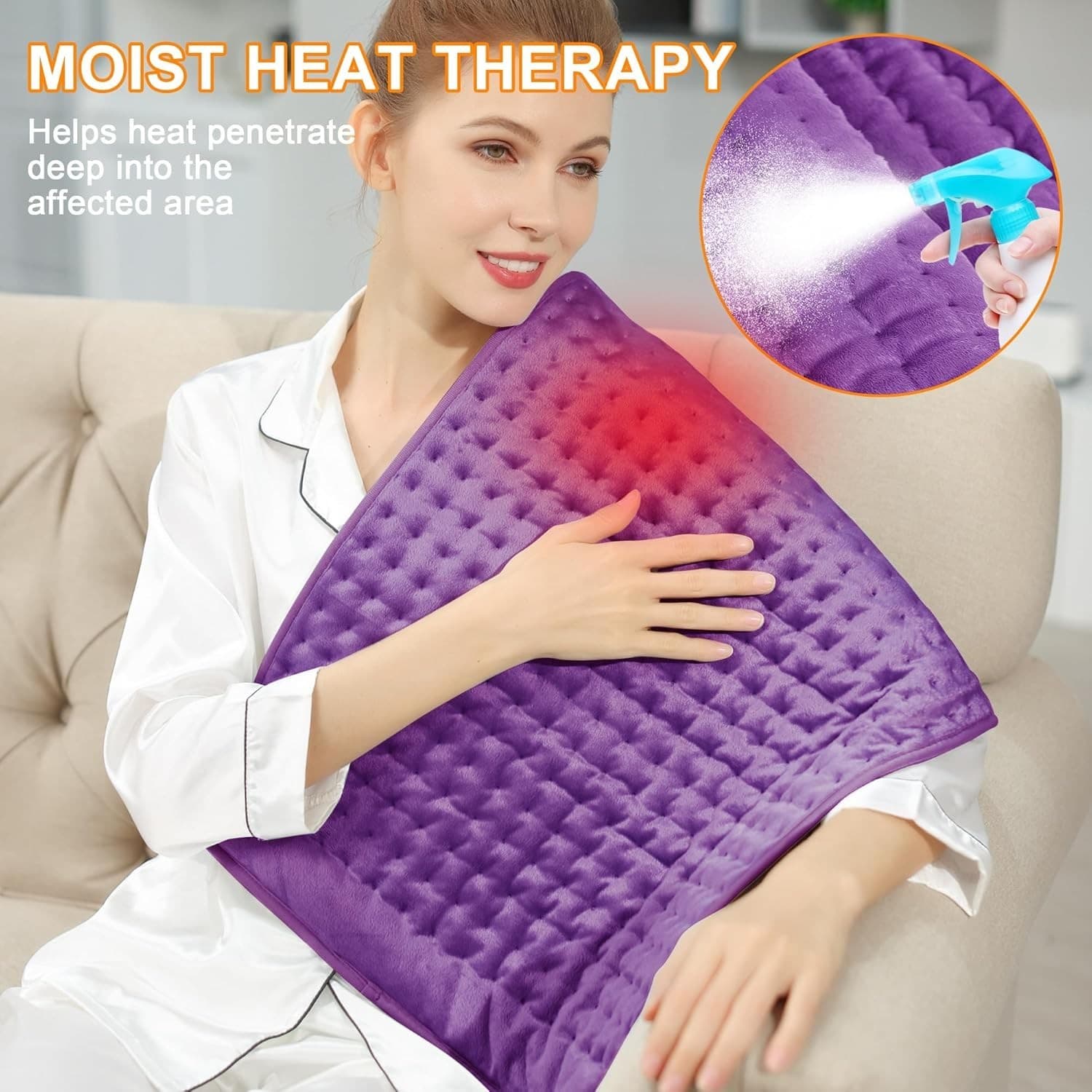 Electric Heating Pad For Back Pain & Cramps Relief 33"x17"6 Level Auto Shut Off 3