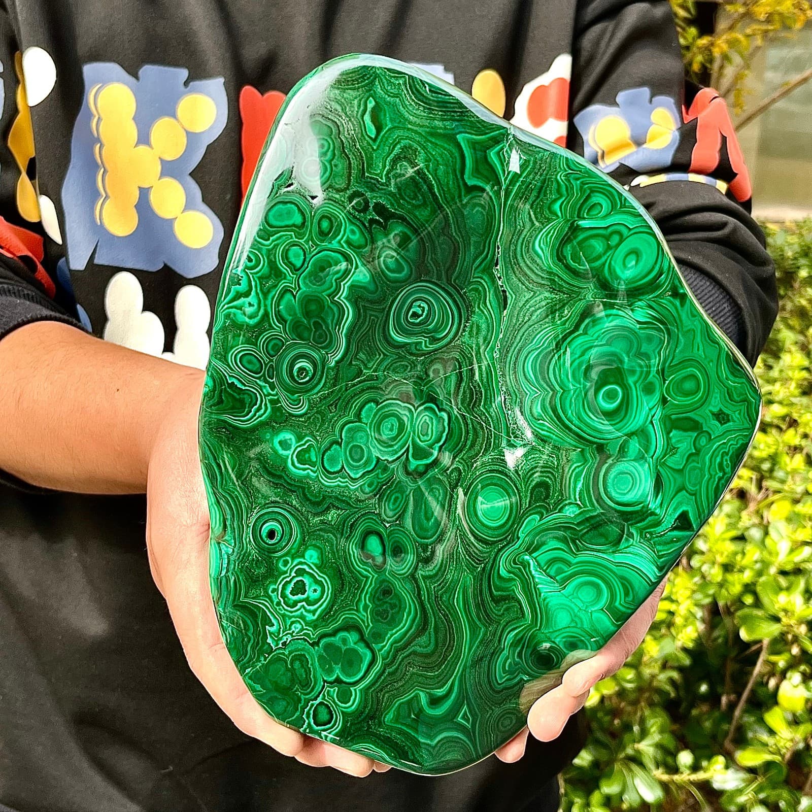 9.28LB Natural glossy Malachite transparent cluster rough mineral sample 6