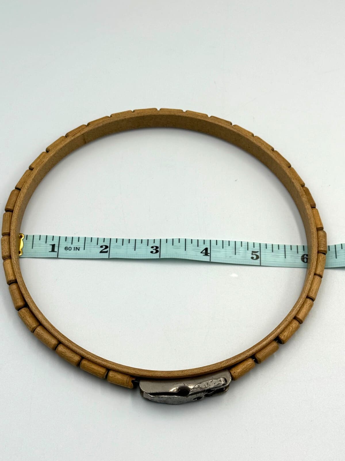 Vintage Wood Bead Latch Lock Tension 6" Embroidery Hoop, HTF 6