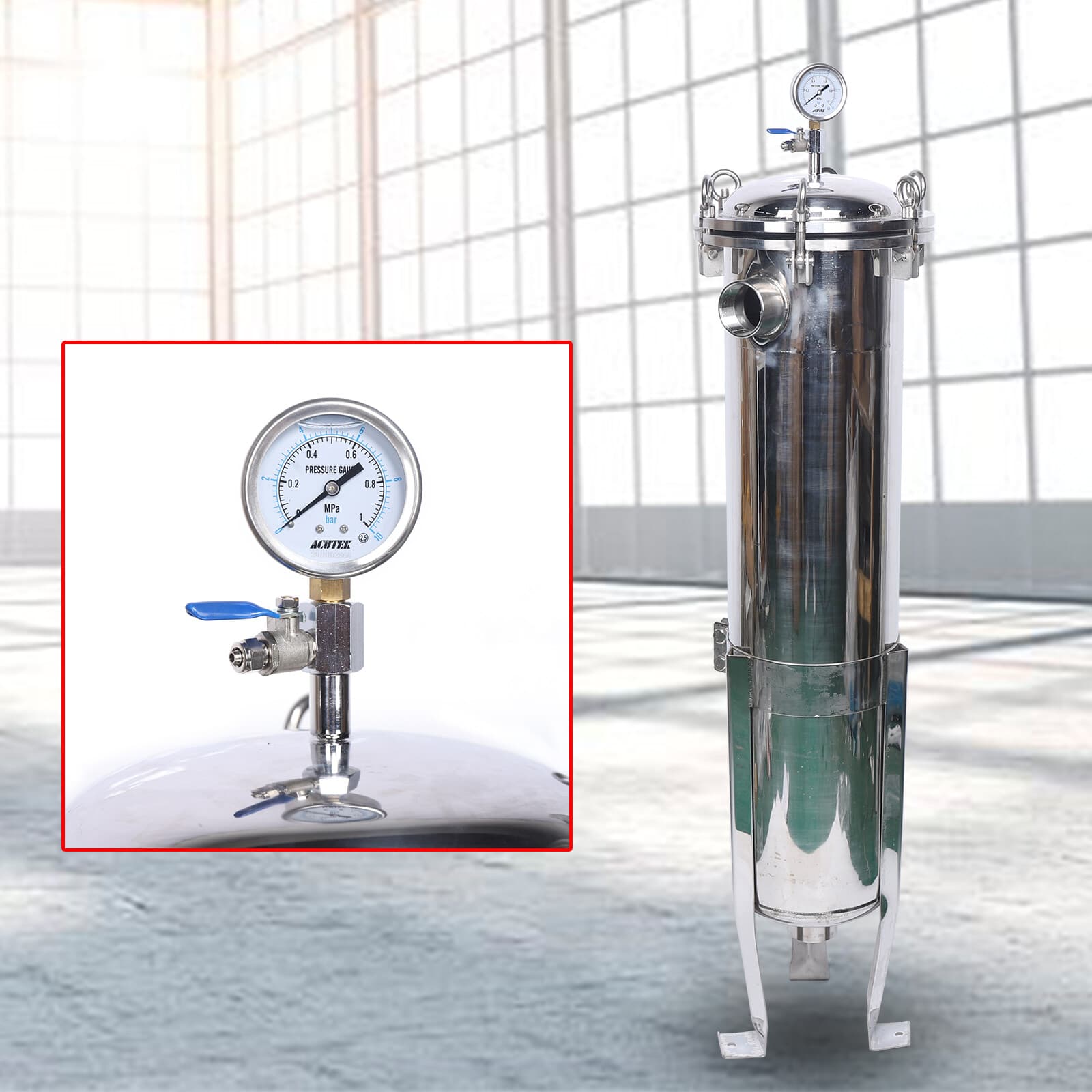 2" NPT Bag Filter Housing 150 Psi 304 Stainless Steel In/out #2 Bag With Mesh  5