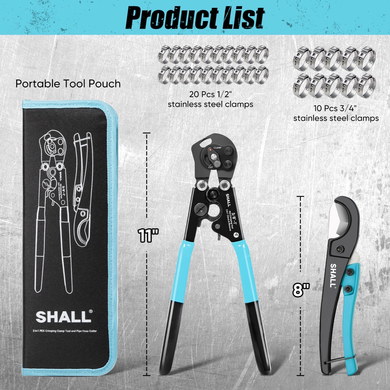 SHALL 2-IN-1 Pex Crimping Clamp Cinch & Remove Tool with Pipe Hose Cutter 5
