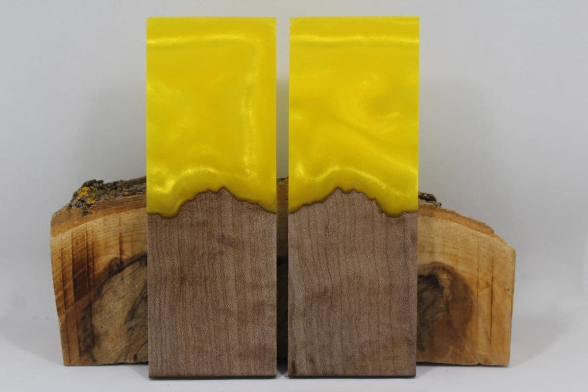 HYBRID STABILIZED MAPLE YELLOW CUSTOM COMPOSITE KNIFE HANDLE MATERIAL (6886)