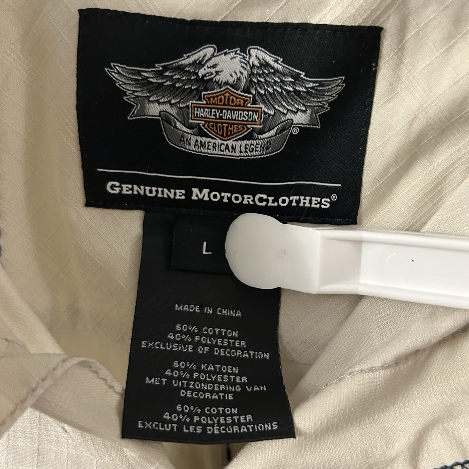 Mens Harley Davidson Shirt Large Motorcycle Skull Button Up Pocket Blue Stitch 4