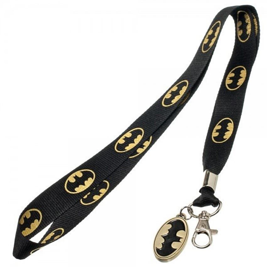 DC Comics Batman Bat Chest Logos with Chest Logo Metal Charm 18" Lanyard UNUSED