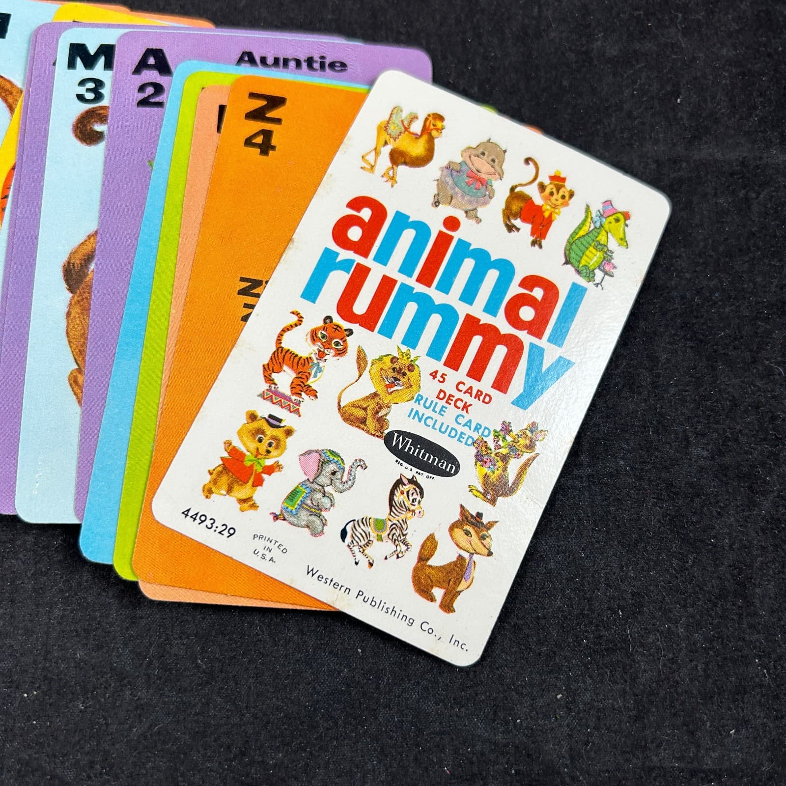 1960s WHITMAN ANIMAL RUMMY VTG 45 CARD DECK WESTERN PUBLISHING CO CARD GAME RARE 2