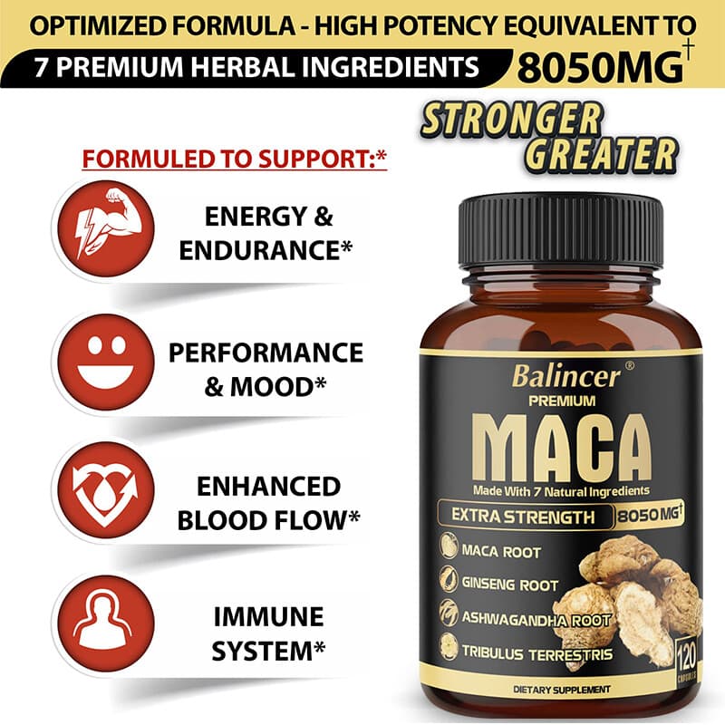 Maca Capsules - Antioxidant, boosts blood flow and immune system 120 Capsules 4