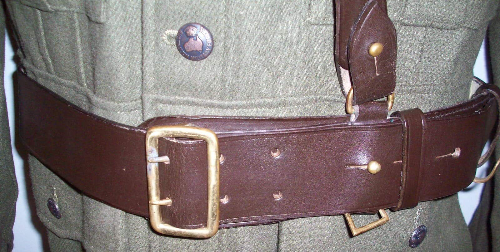 AUSTRALIAN ARMY SAM BROWN OFFICERS LEATHER BELT WITH STRAP - SIZE 44 inch waist 2
