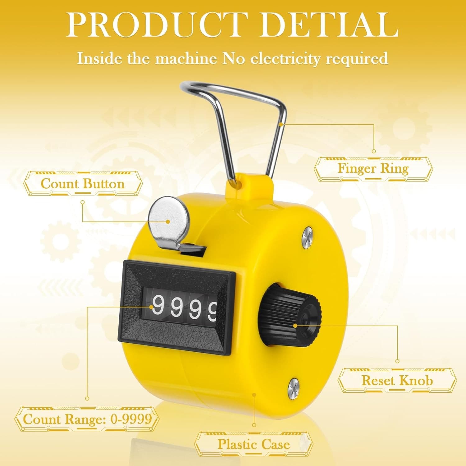 5 Pcs Clicker Counter,Hand Tally Counter Yellow/Green/Blue/Red/Black  2