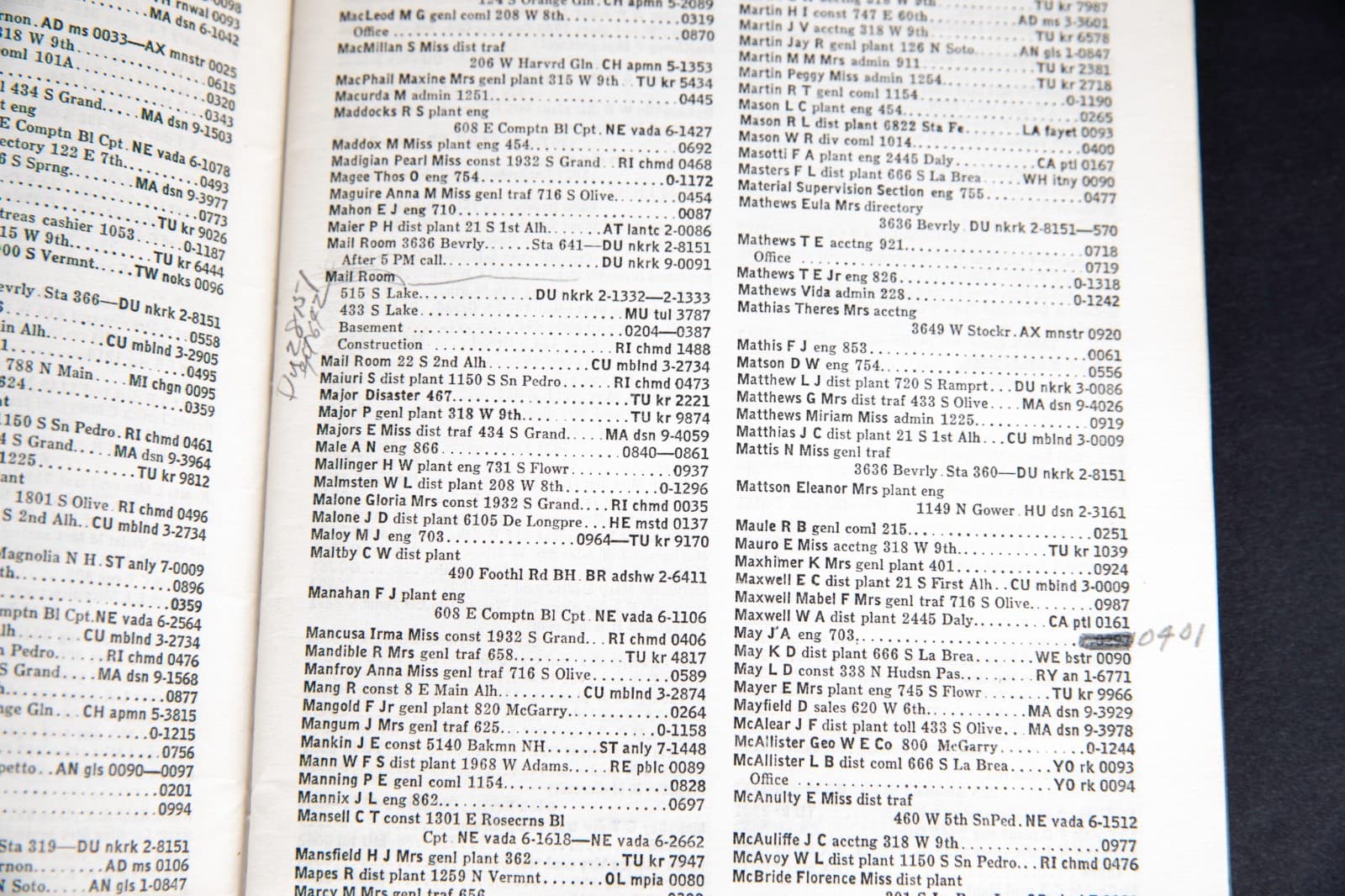 1949 Official Directory Southern Area California Pacific Telephone Company 6