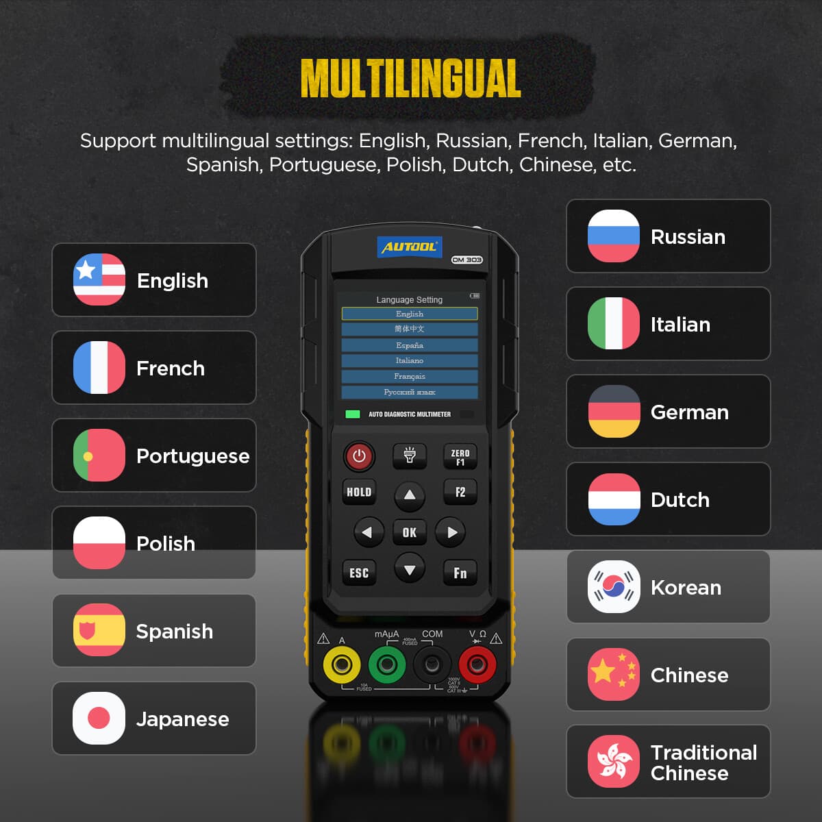 Automotive Diagnostic Multimeter Oscilloscope AC/DC Voltage Amp Ohm K/CAN Tester 6