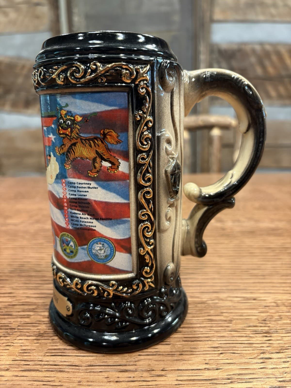 Beer Stein Okinawa, Japan Made In Germany By King Porcelain