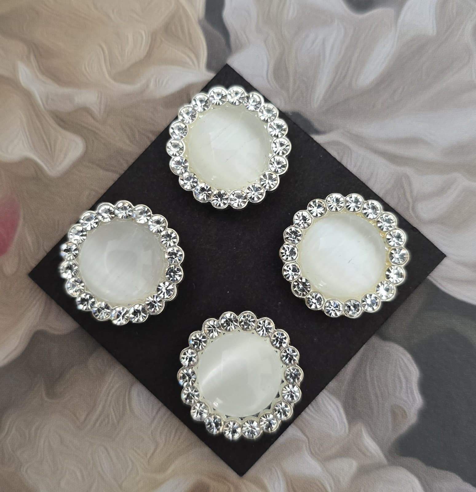 4 White Glass Magnetic Pins . Horse Show Saddleseat Western.  Sash, Dress Magnet 3