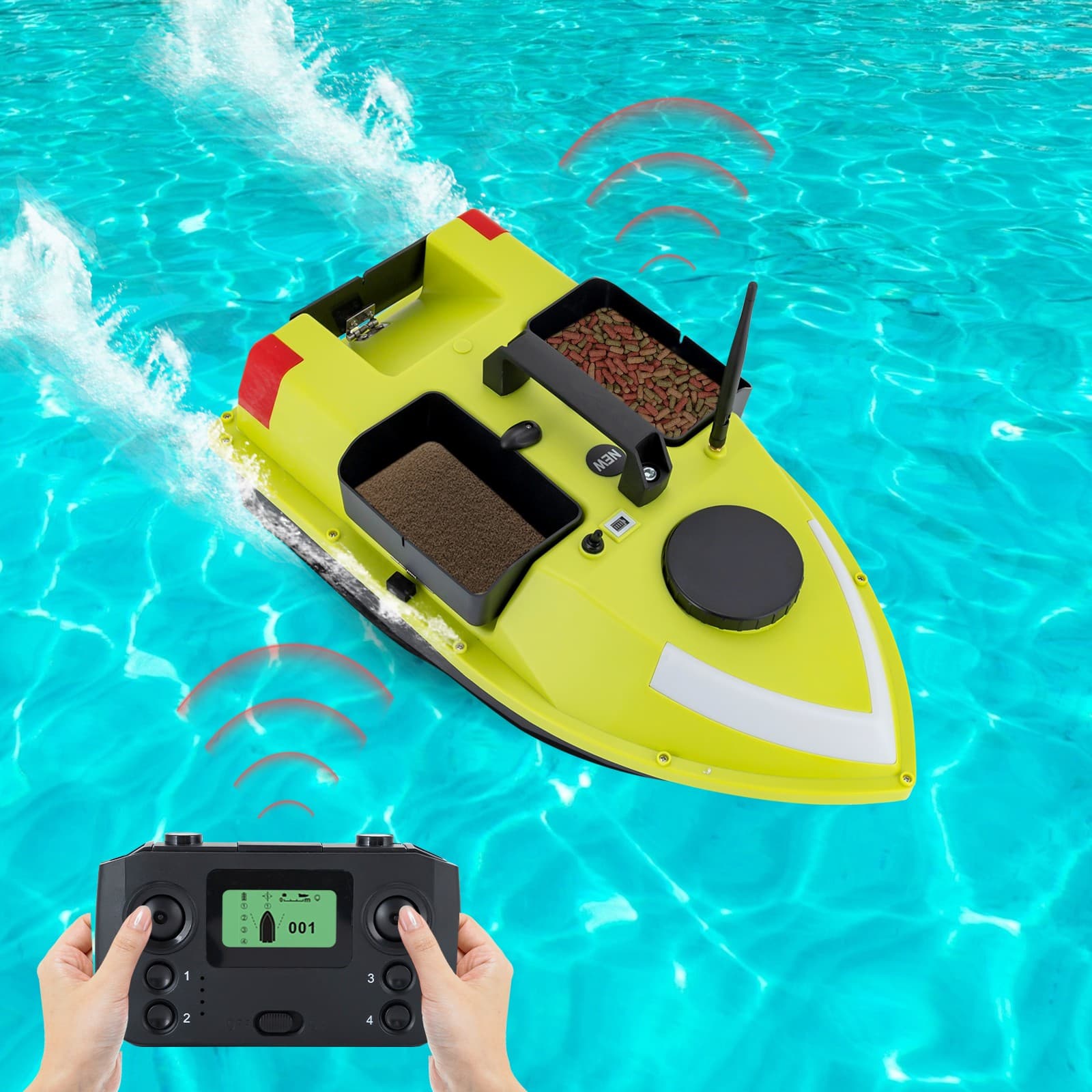 Mini Nest Boat With Gps And Light Strip 5200 Mah Package +2 Battery Green SALE 5