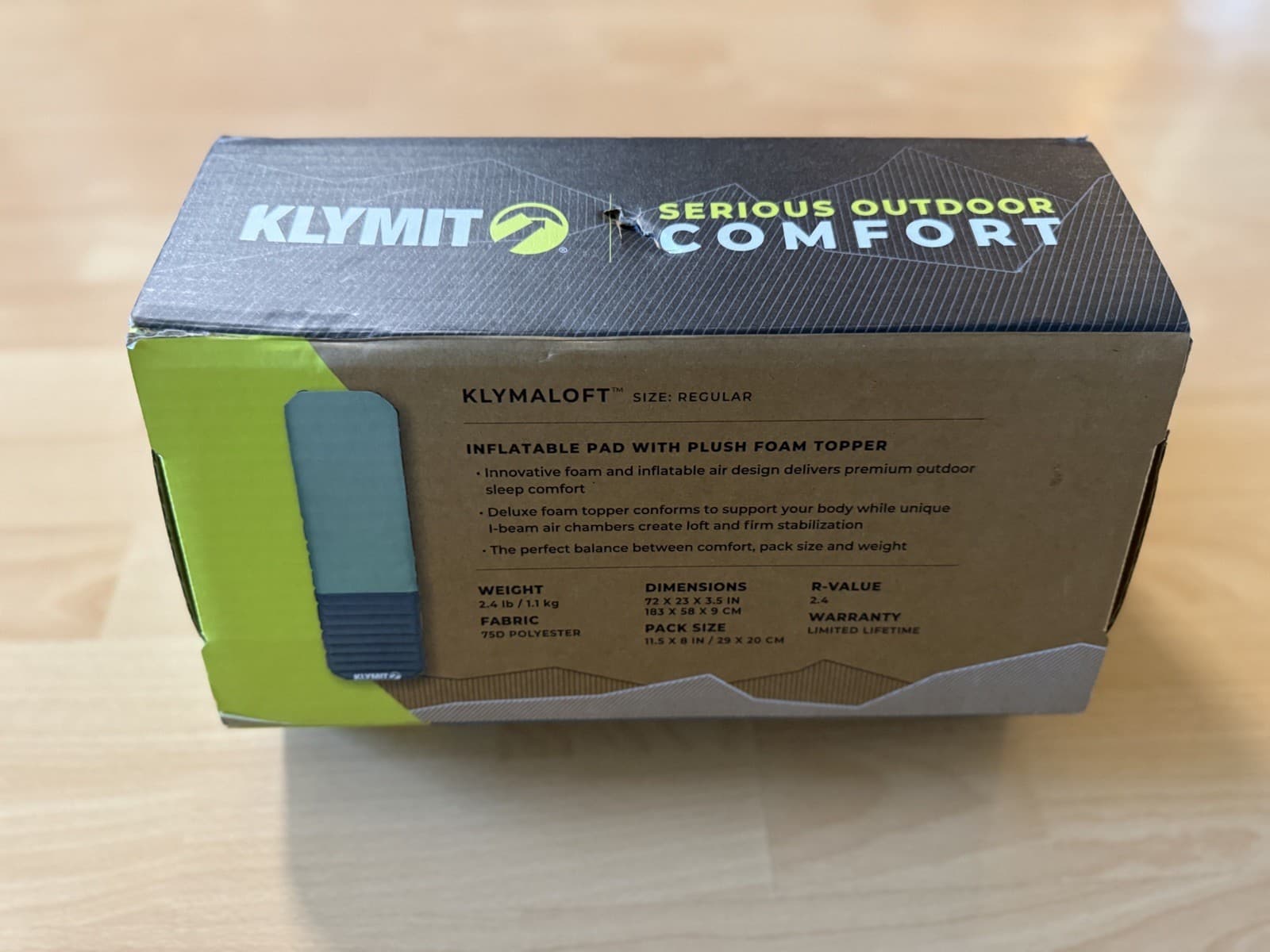 Klymit Klymaloft Regular Inflatable Sleeping Pad With Foam Topper Camping New 2