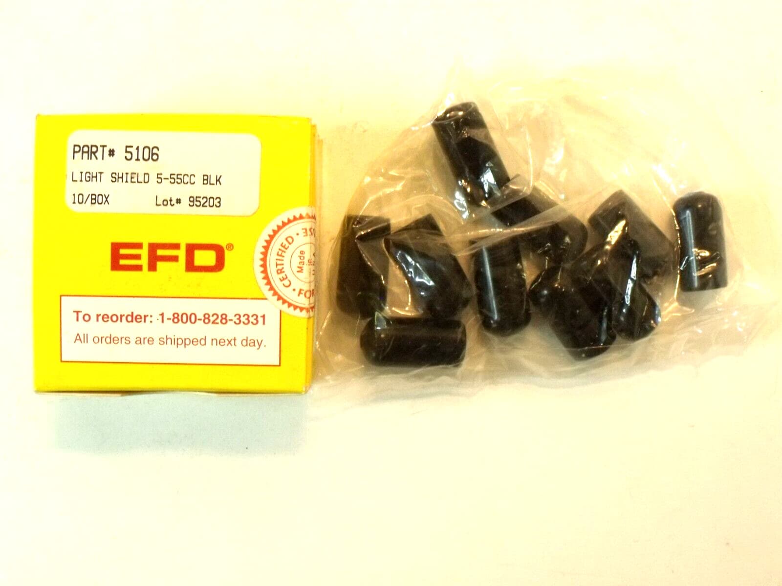 (50) NIB EFD 5106 Tip Shields:  Black, 5-55cc, for UV Cure & Light Sensitive Ad 2