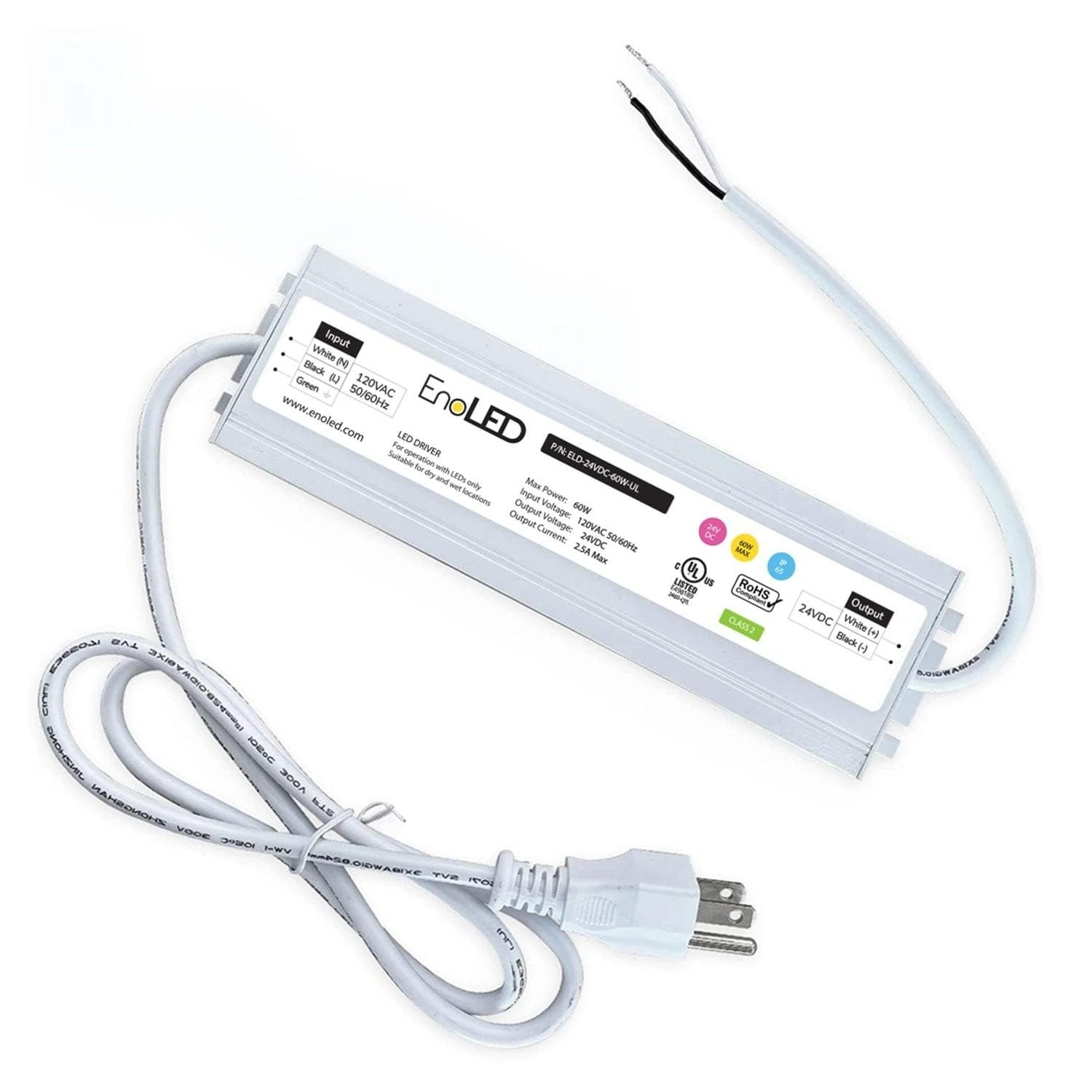 EnoLED Non-Dimmable Plug-In LED Driver ELD Series 24V IP65 60W Non-Dimmable 6
