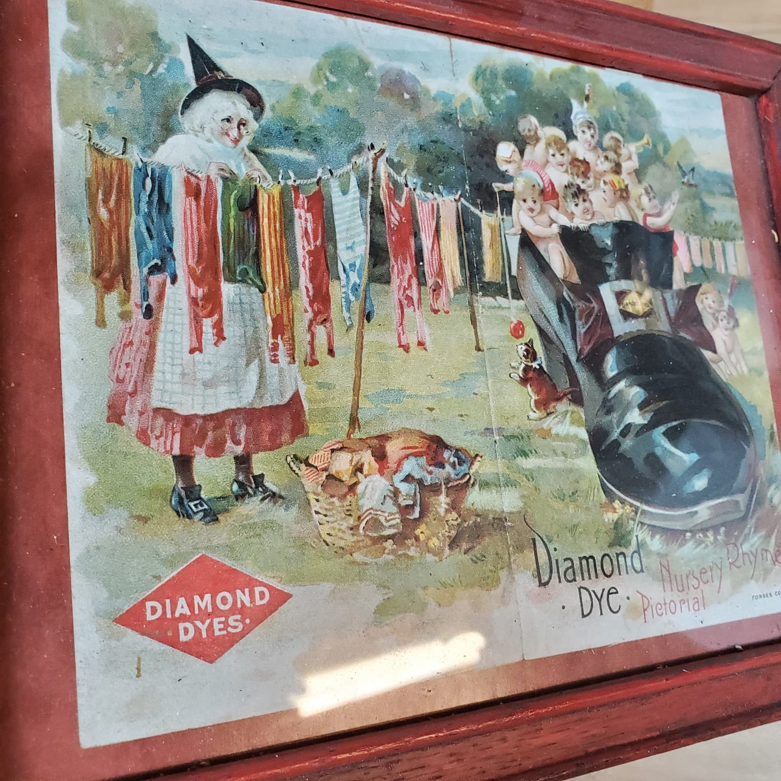 Diamond Dye Nursery Rhymes Pictorial Framed Wall Art FORBES Co. Boston  Nice! 2