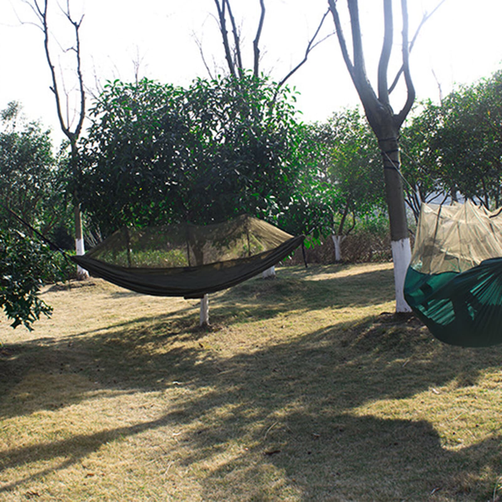 2 Person Double Camping Hammock Chair Bed w/ Mosquito Net Outdoor Swing Sleeping 6