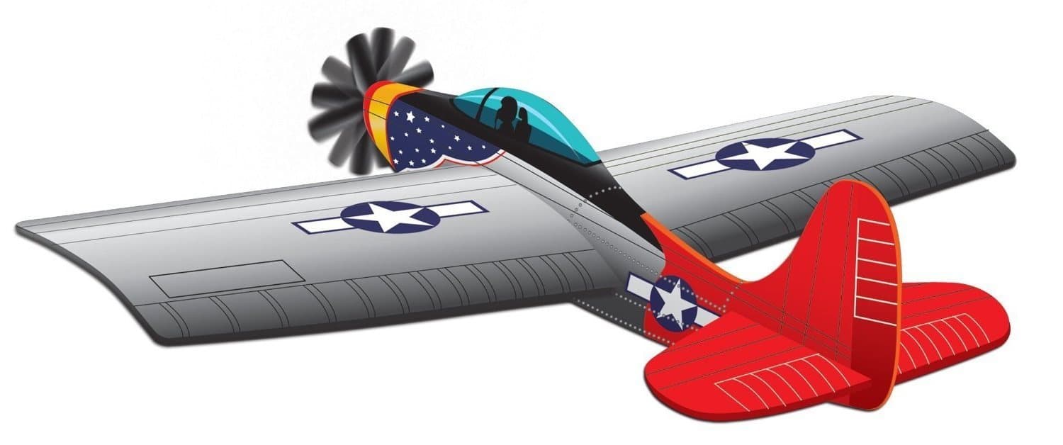 Airplane Kids Kite Air Force Thunderbolt + RipStop + Line + Prop + Tails + Clip