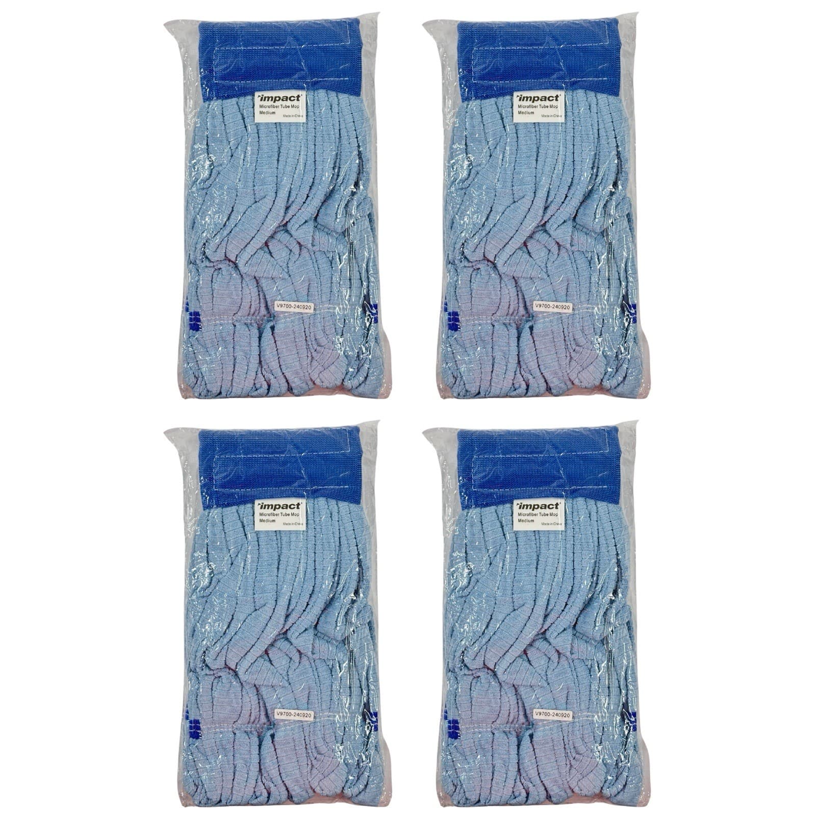 Rubbermaid 60” Slide Mop Wood Handle + 4x IMPACT Medium Microfiber Tube Mop Blue 2