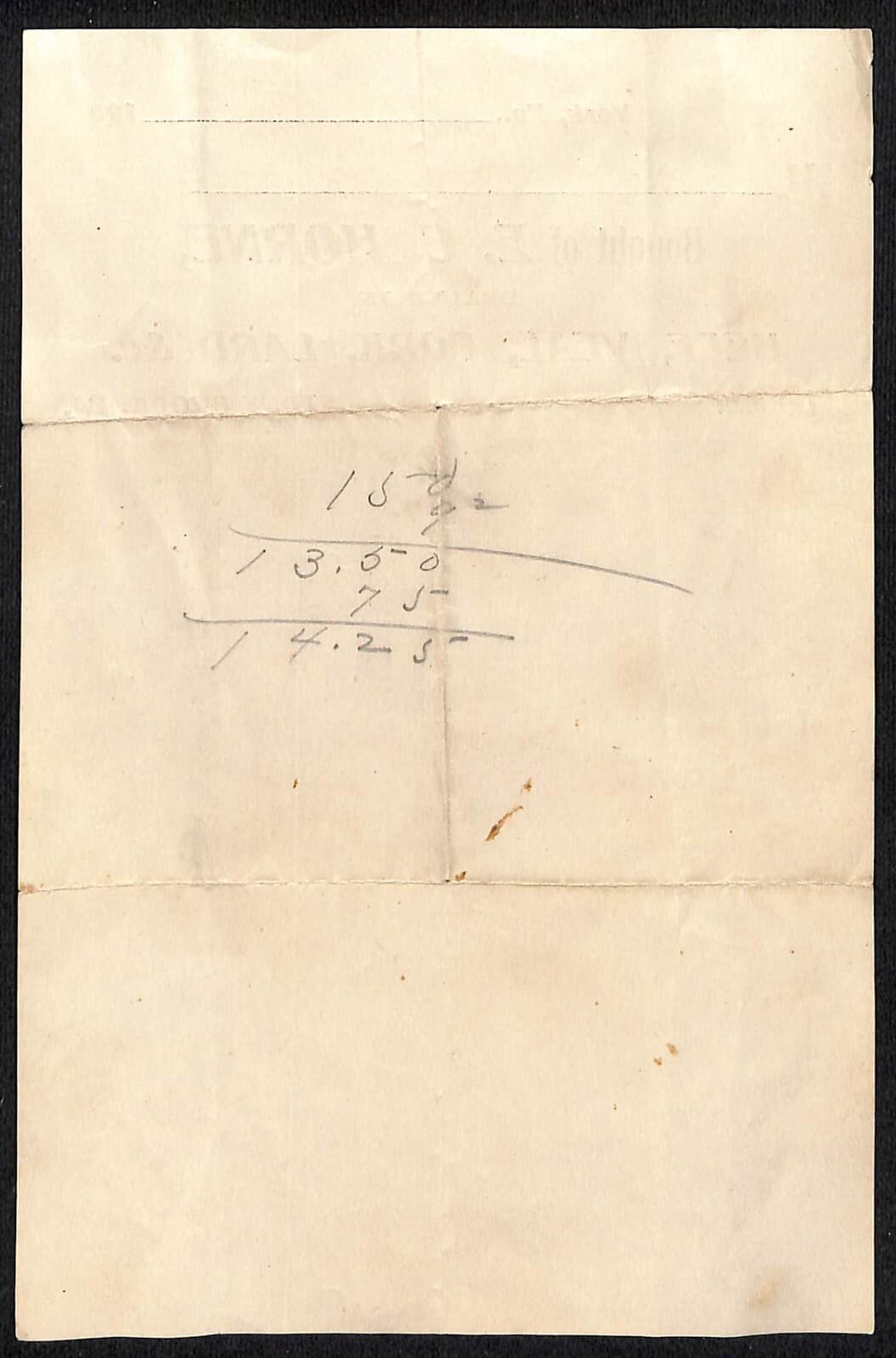 E.C. Horne York, PA Beef Pork Veal Lard Dealer 1903 Billhead Scarce 2