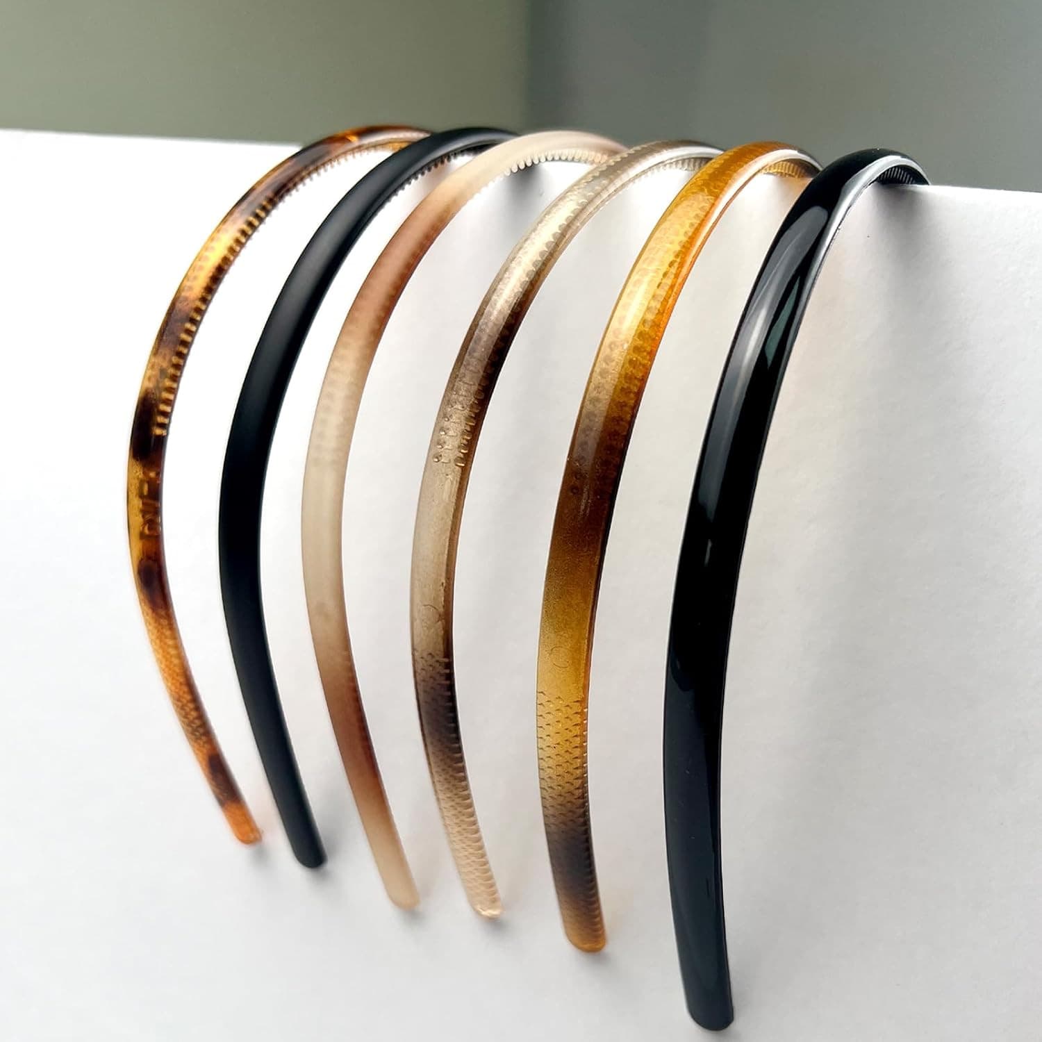 6-Pack Multi-Color Plastic Skinny Headbands with Teeth Comb for Women and Girls 2