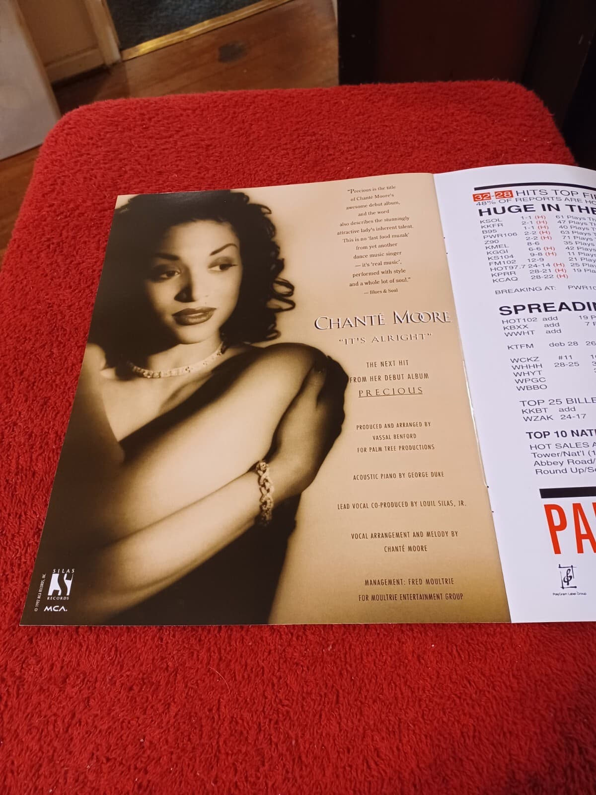 CHANTE MOORE - 1993 US Full-Page Ad 'It's Alright' Single Release (HITS Mag.) 2
