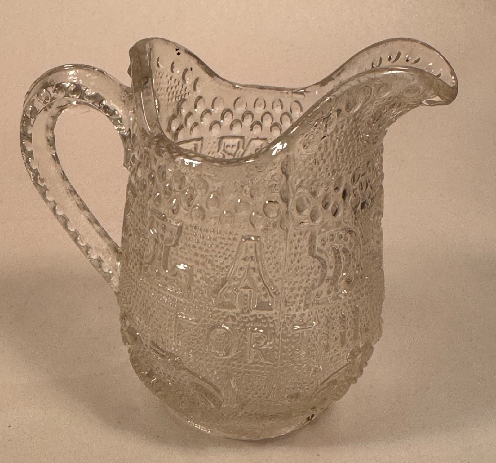 Gladstone For The Million, 1860s Pressed Glass Pitcher & Saucer (J) British PM 4