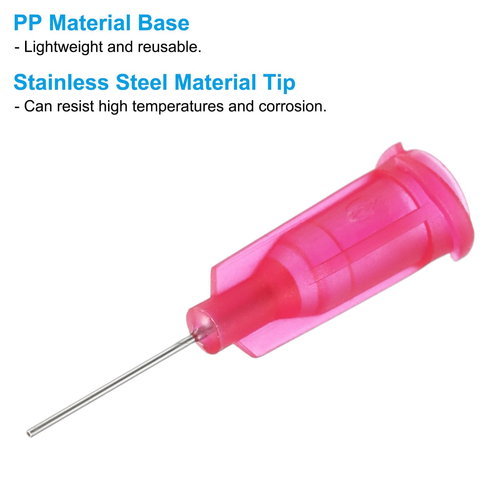 100Pcs 25Gax0.5" Dispensing Needle Tip Stainless Steel and Plastic Rose Red 3