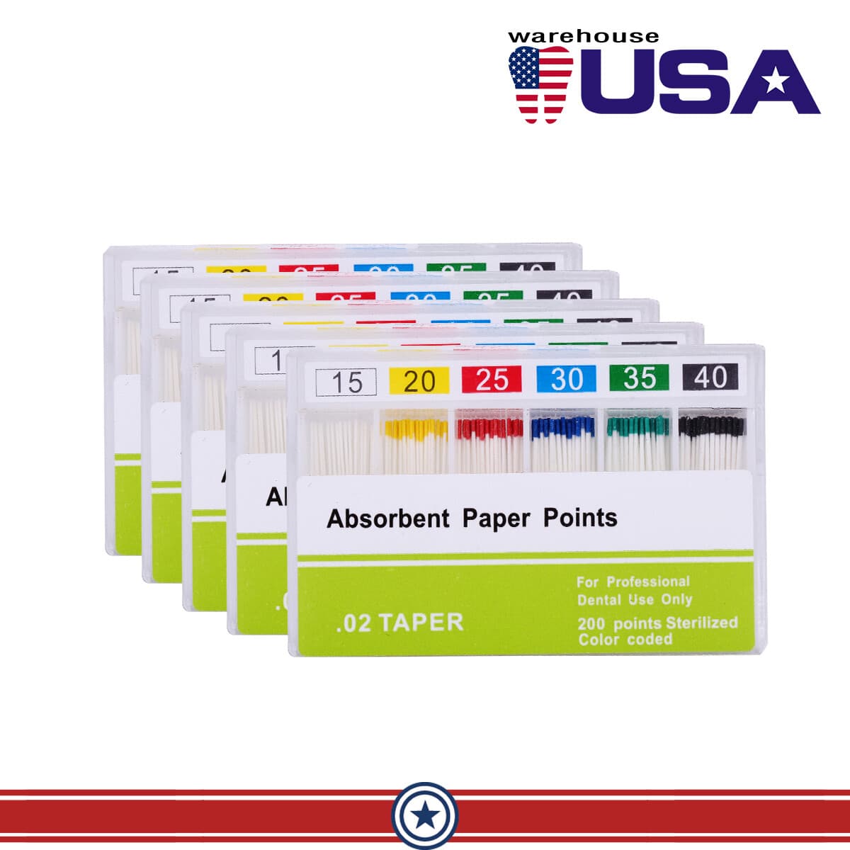 10X puntas papel absorbente de raíz endodóntica Dental puntas 0,02 Taper 15#-40# 5