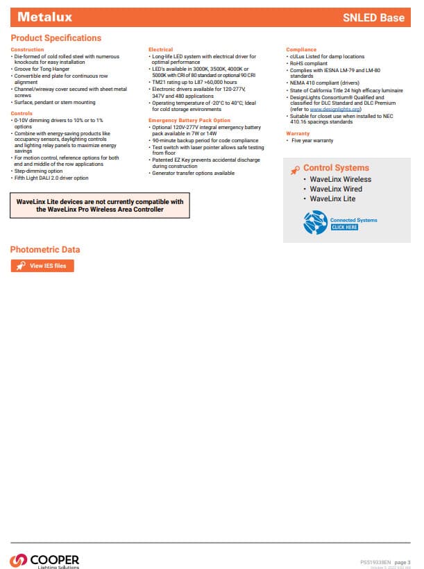 (Lot Of 4) Cooper/Metalux SNLED Base Low Bay End Of Row Motion Sensor LB-ERMS360 5