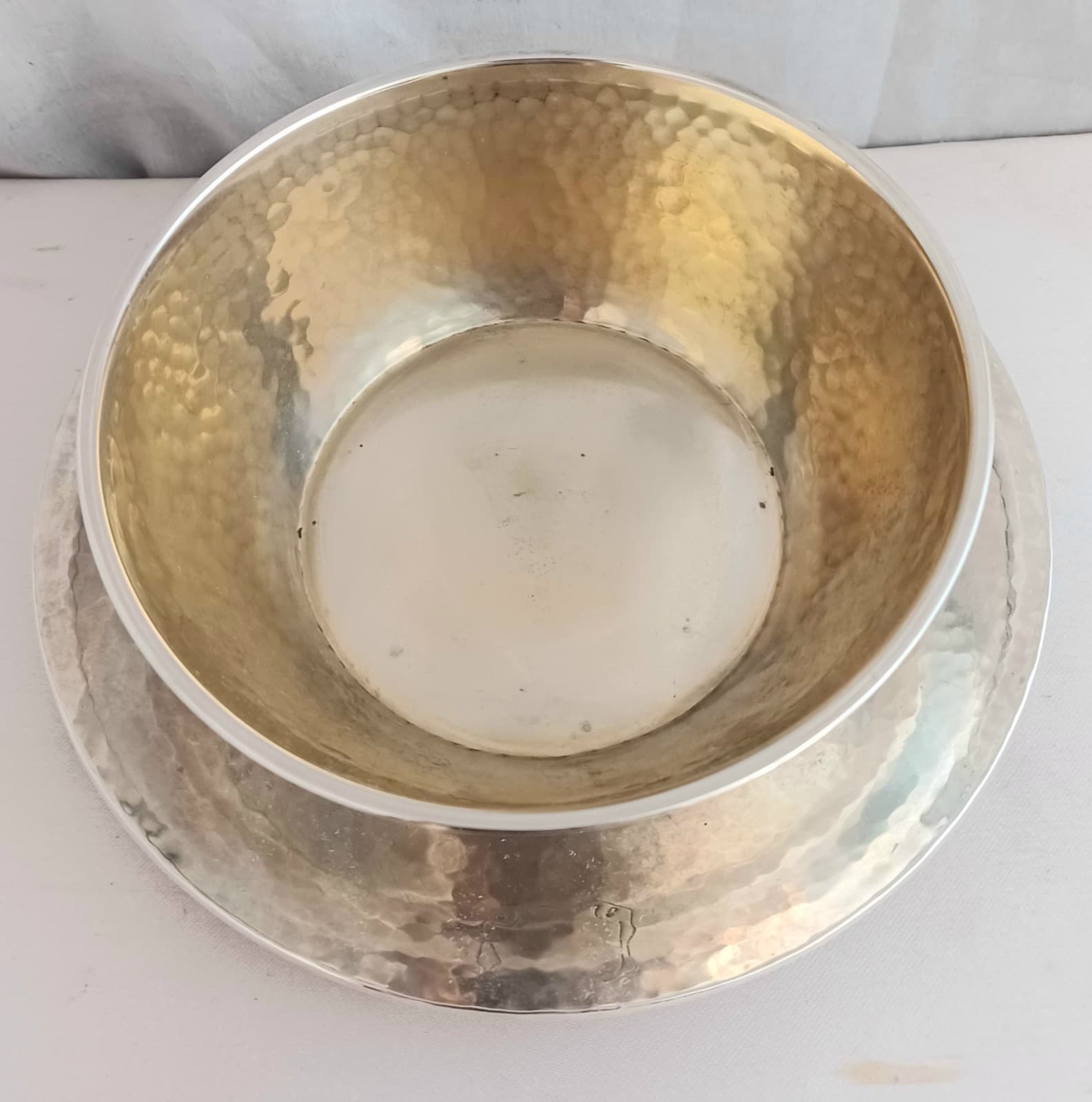 Kerr Sterling Hammered Baby Childs Bowl and Underplate- No mono 2