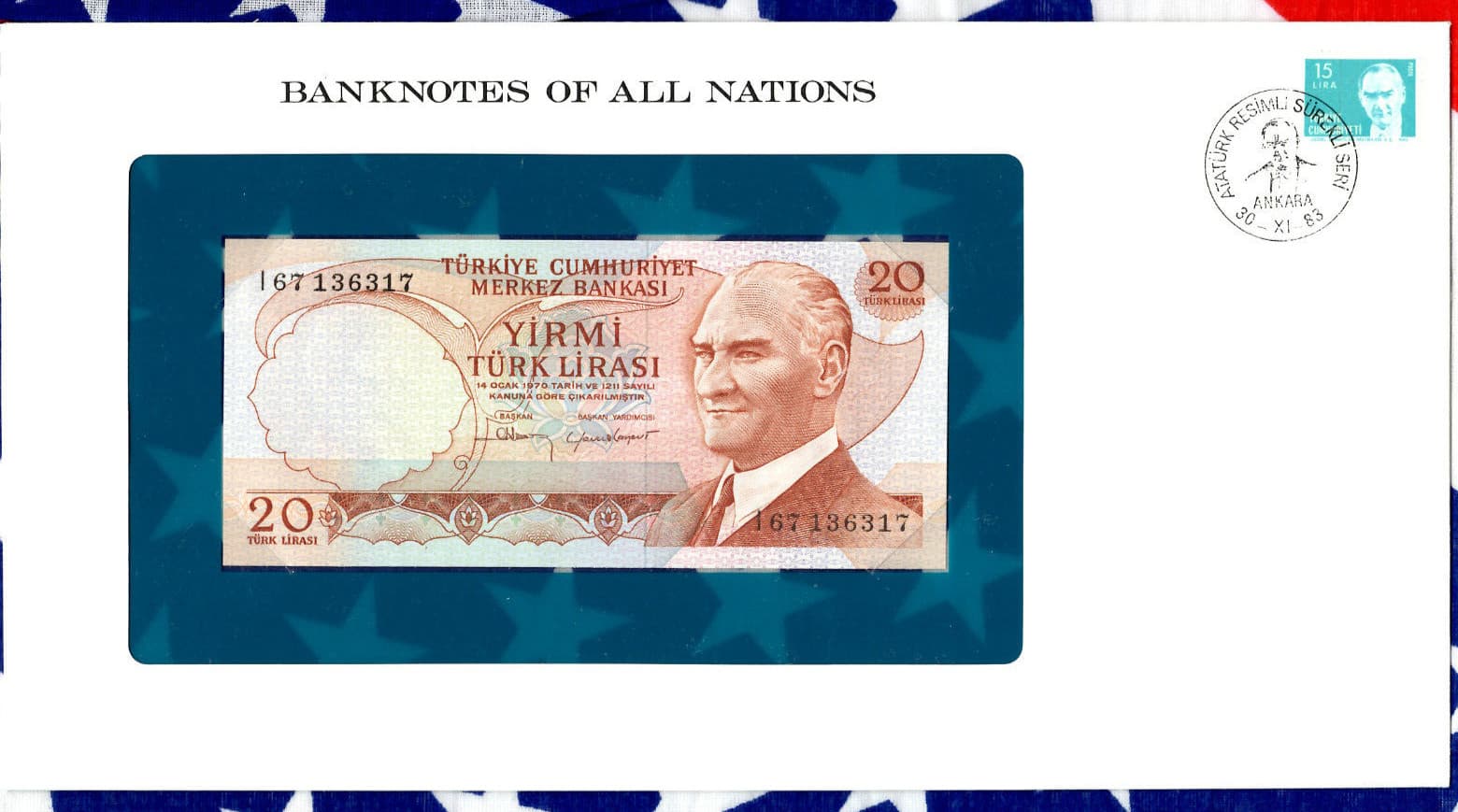 Banknotes of All Nations Turkey P-187b 1983 20 Lira UNC Prefix I67 136317