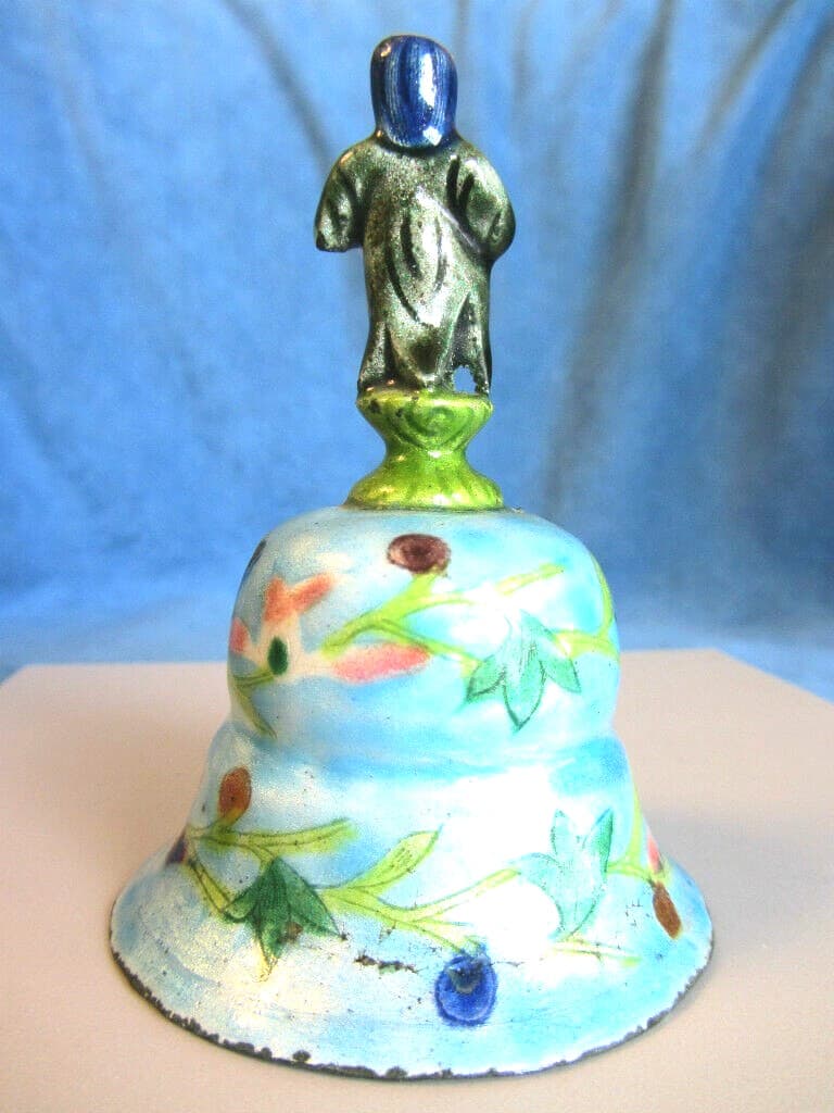 Superb Antique 19th Century Chinese Enamel on Silver Figural Immortal BELL 3
