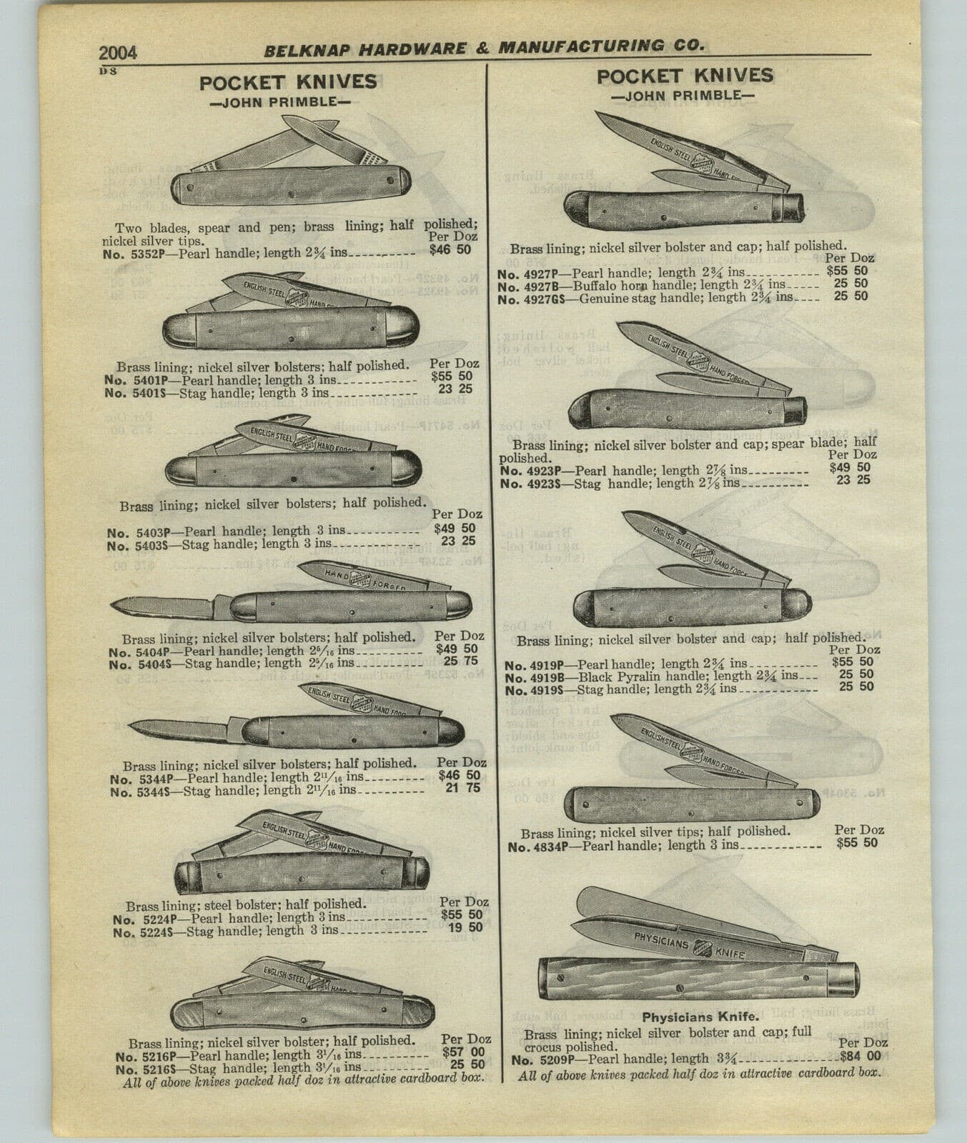 1927 PAPER AD 25 PG John Primble Pocket Knife Knives English Steel Hand Forged 3