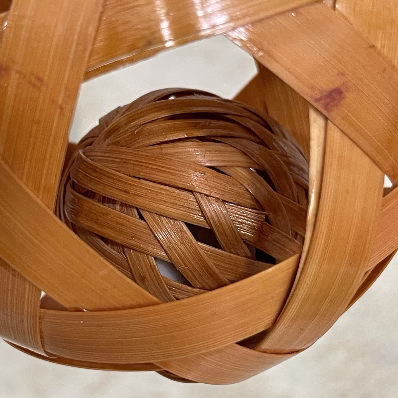 Vintage Handcrafted Woven Rattan Christmas Rattle Shaker Pebbles Inside 5” H 5