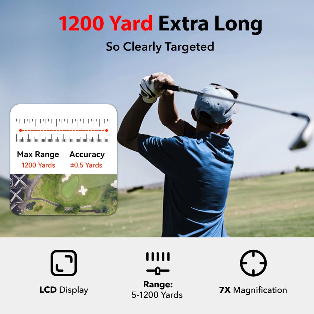 REDTIGER 7X Magnification Golf Rangefinder Slope 1200 Yard Laser Range Finder 3