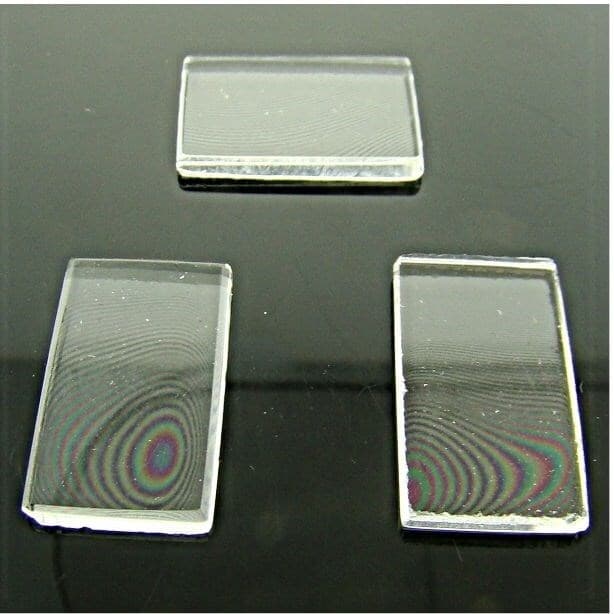 12 VINTAGE GLASS CLEAR CRYSTAL 19x12mm. RECTANGLE PLAQUE TILES 3351