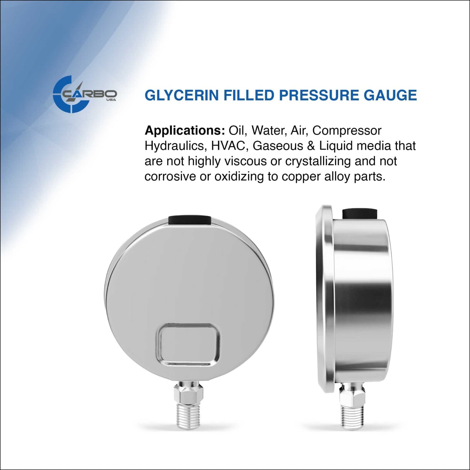 2.5" LIQUID FILLED PRESSURE GAUGE 600 PSI, STAINLESS STEEL CASE LOWER MOUNT 4